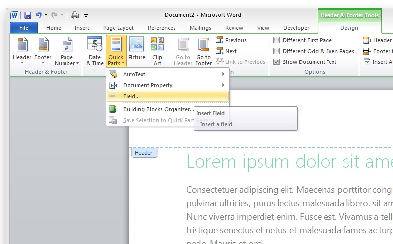 how do you number pages on word in the header for mac